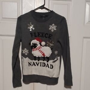 Gray Fleece Navidad Sweater Christmas Sweater Women Small Forever 21 Sheep